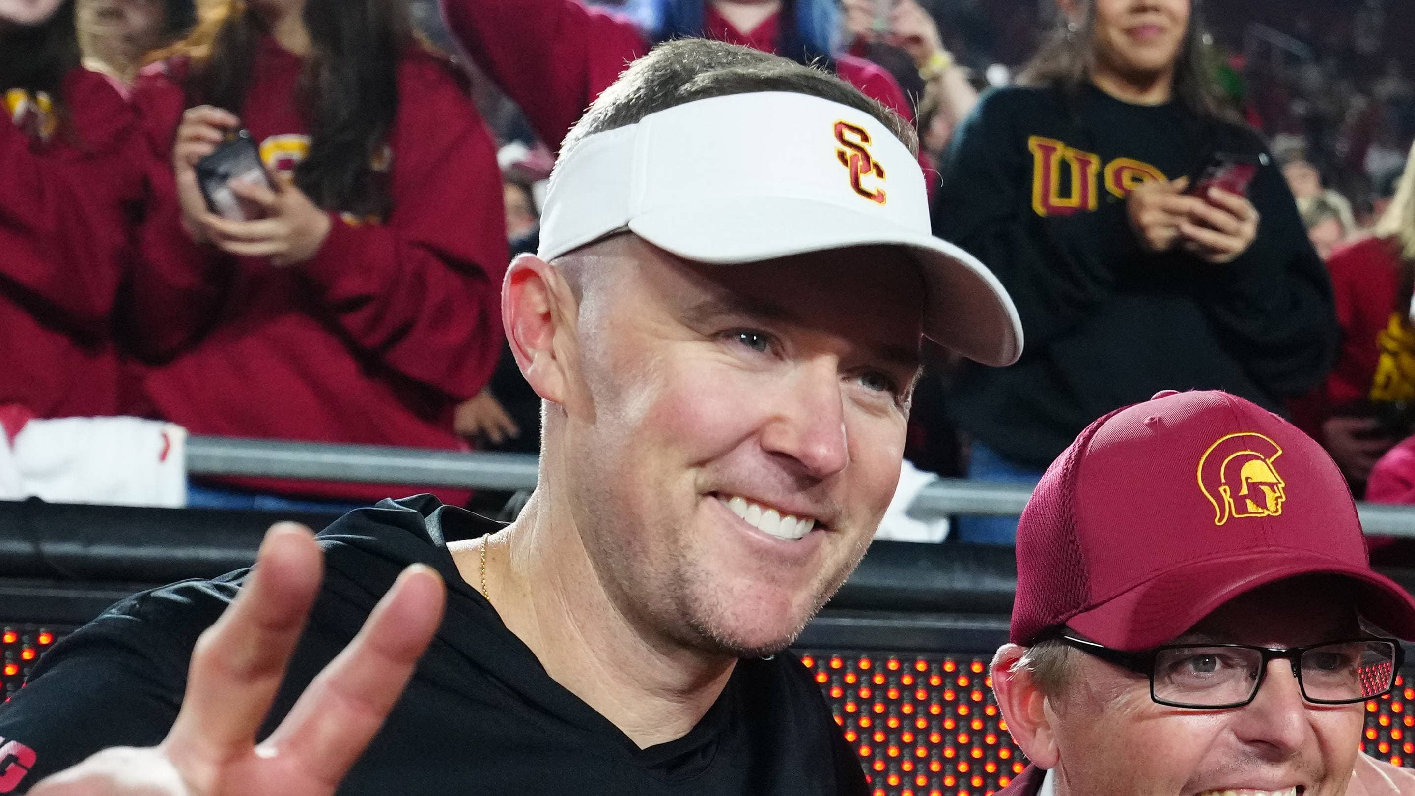 USC Coach Riley & Band Celebrate Win Over UCLA